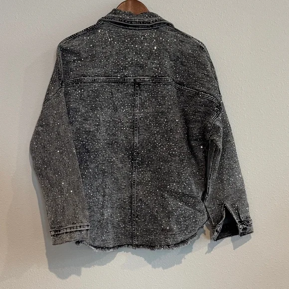 Sparkling Black Denim Jacket for Women - Picture 4 of 6